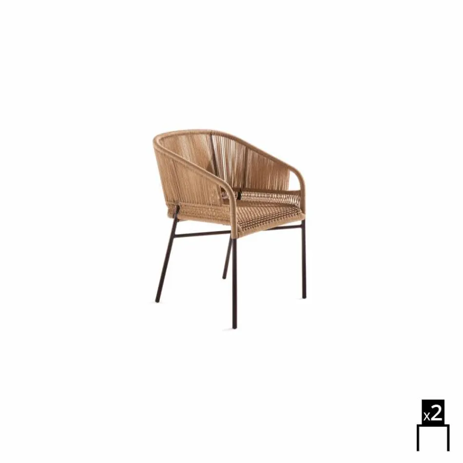 Varaschin Cricket scaun cu exterioare, 2 bucăți țesute manual Viadurini