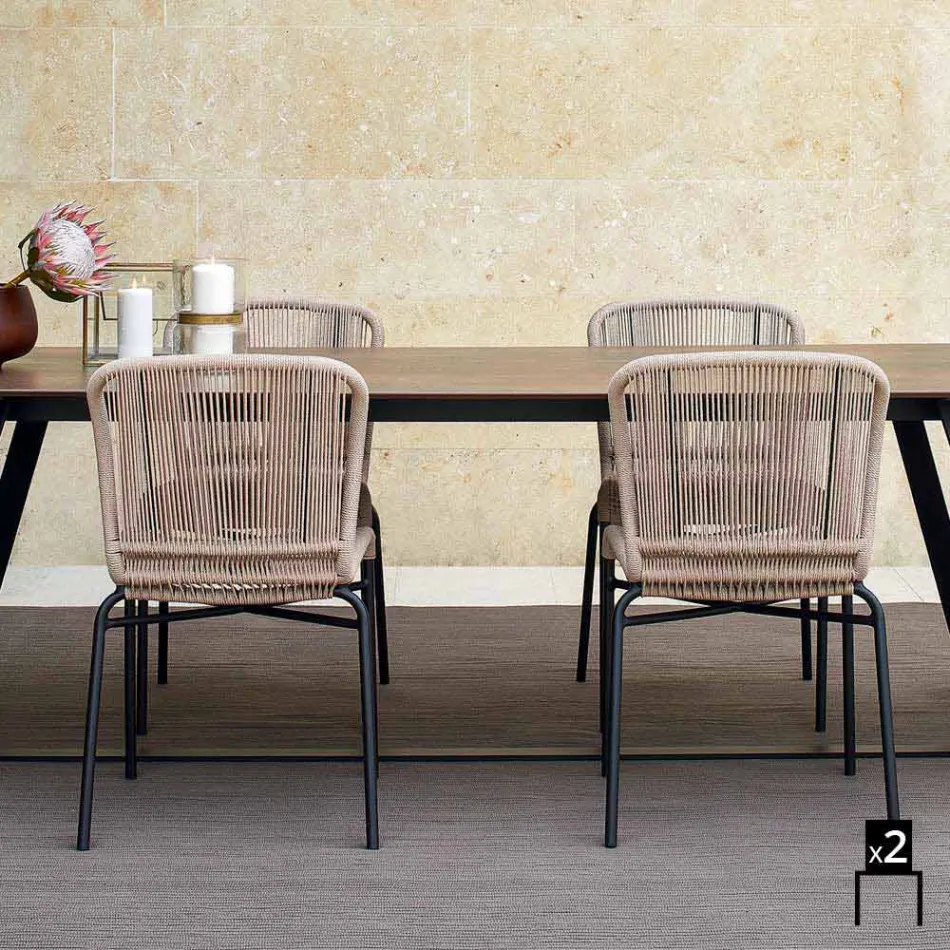 Varaschin Cricket scaun în aer liber moderne țesute manual, 2 bucati Viadurini