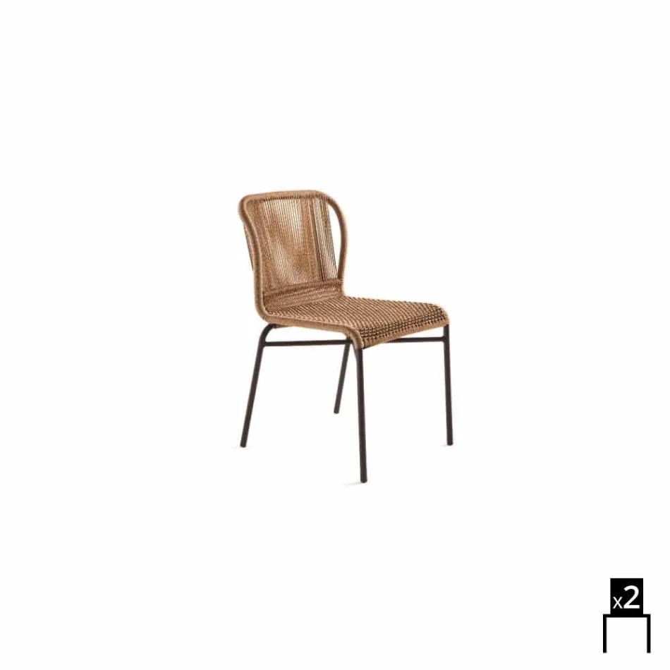 Varaschin Cricket scaun în aer liber moderne țesute manual, 2 bucati Viadurini