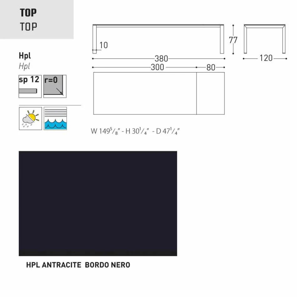 Varaschin Dolmen masă de grădină extensibilă de până la 380 cm Viadurini