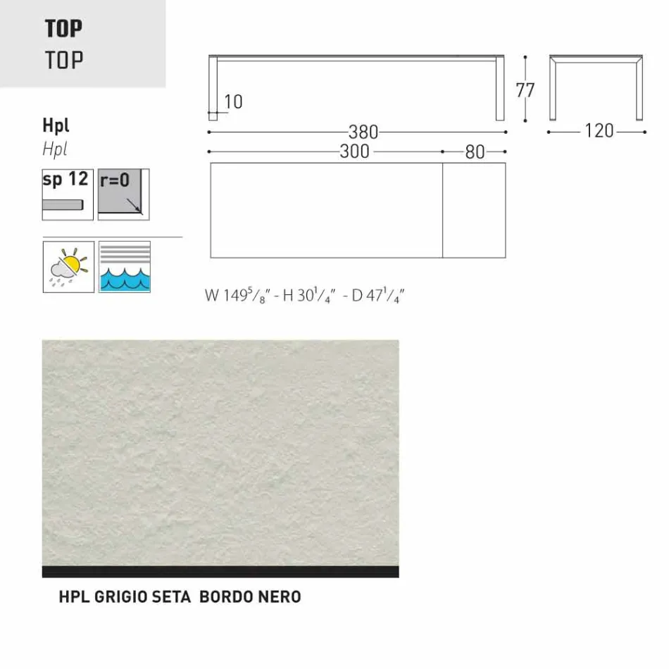 Varaschin Dolmen masă de grădină extensibilă de până la 380 cm Viadurini