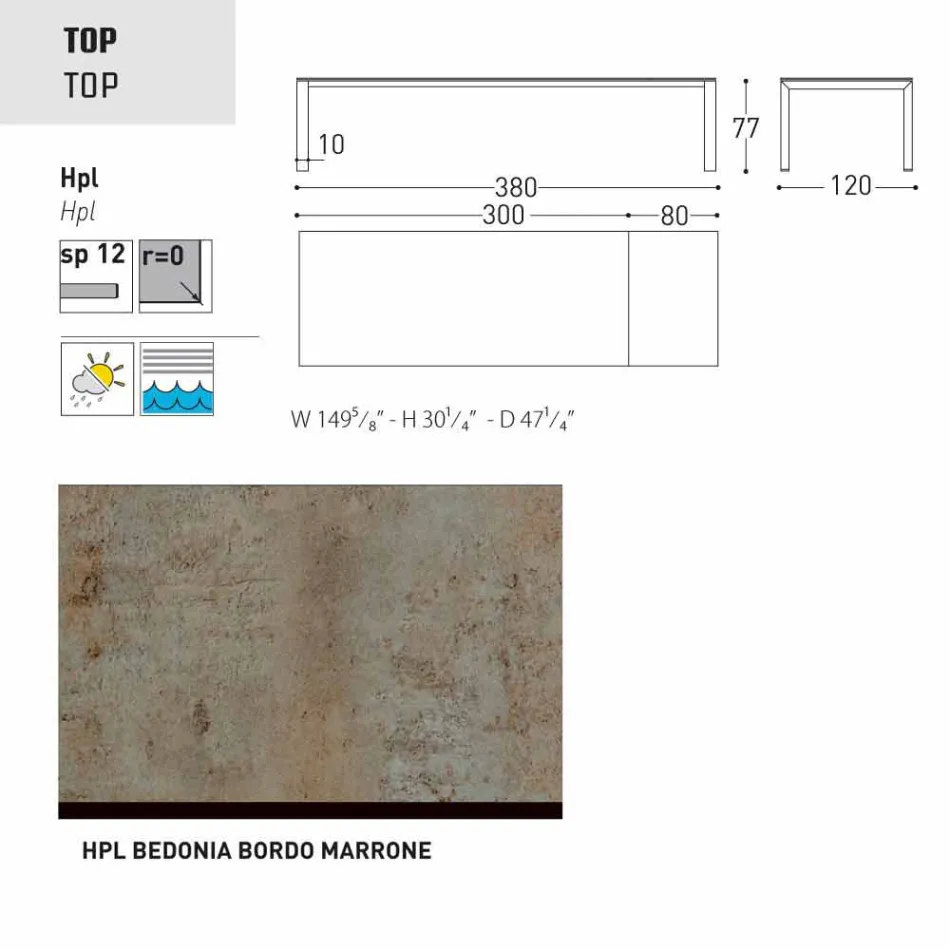 Varaschin Dolmen masă de grădină extensibilă de până la 380 cm Viadurini