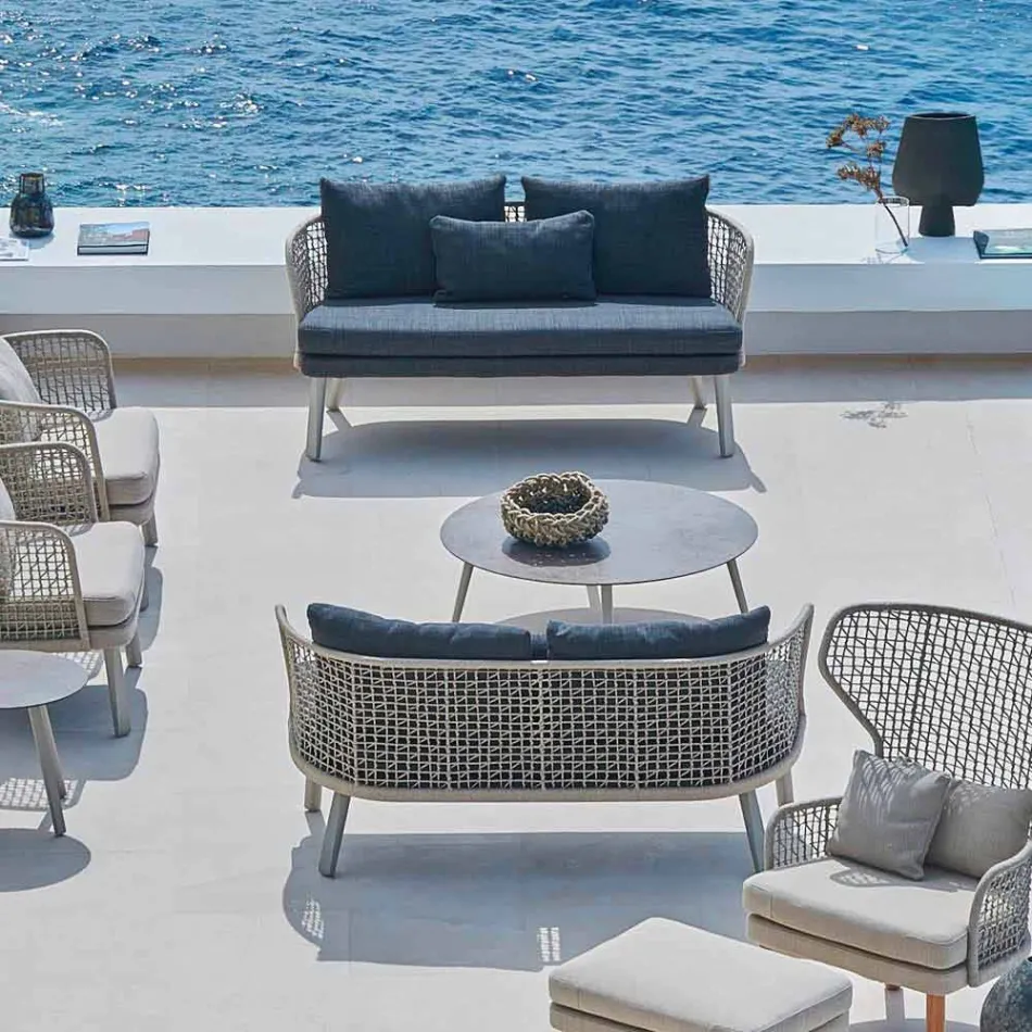 Varaschin Emma modern, cu două locuri, canapea de grădină tapițată Viadurini