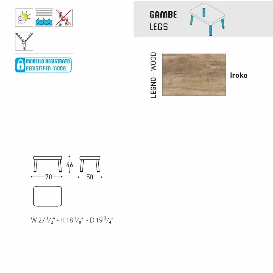 Varaschin Emma designer de picioare în aer liber în țesături tapiterie Viadurini