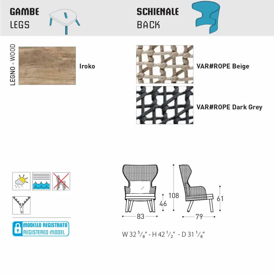 Varaschin Emma fotoliu de exterior din design modern Viadurini