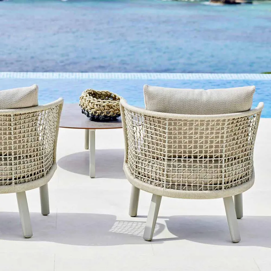 Varaschin Emma fotoliu de gradina tapițat în țesături și metal Viadurini