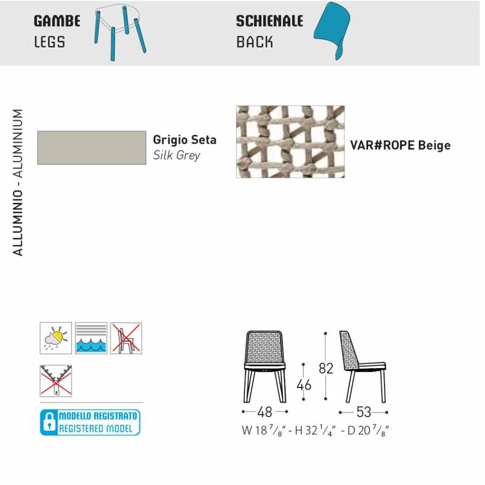 Varaschin Emma scaun de gradina design din tesatura si aluminiu Viadurini