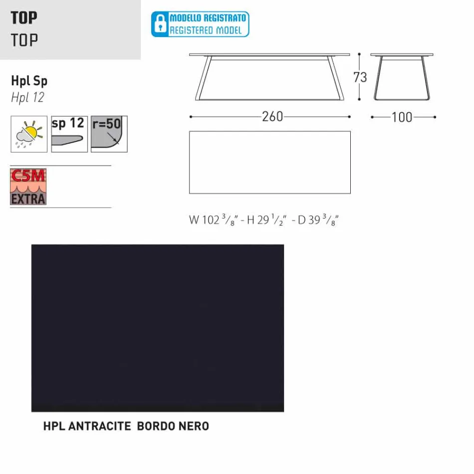 Varaschin Kolonaki masă de grădină modernă în diferite dimensiuni Viadurini