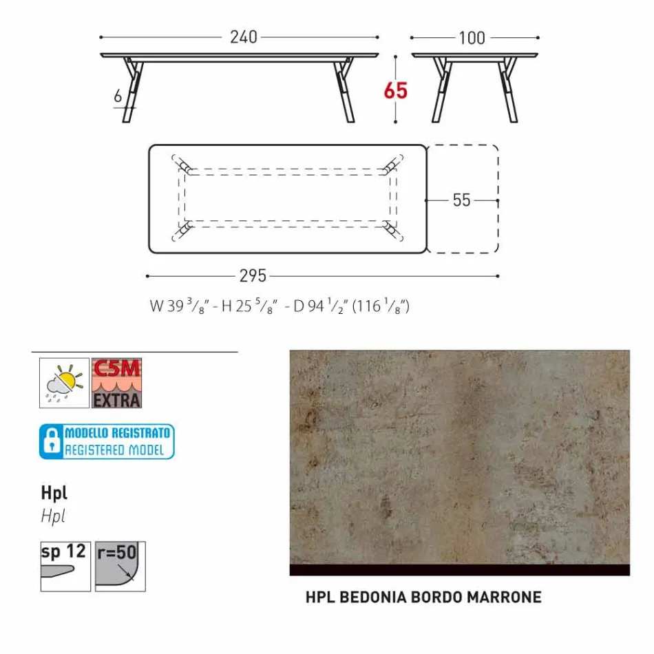 Varaschin Link masă de grădină de masă cu picioare din lemn de tec, H65 cm Viadurini
