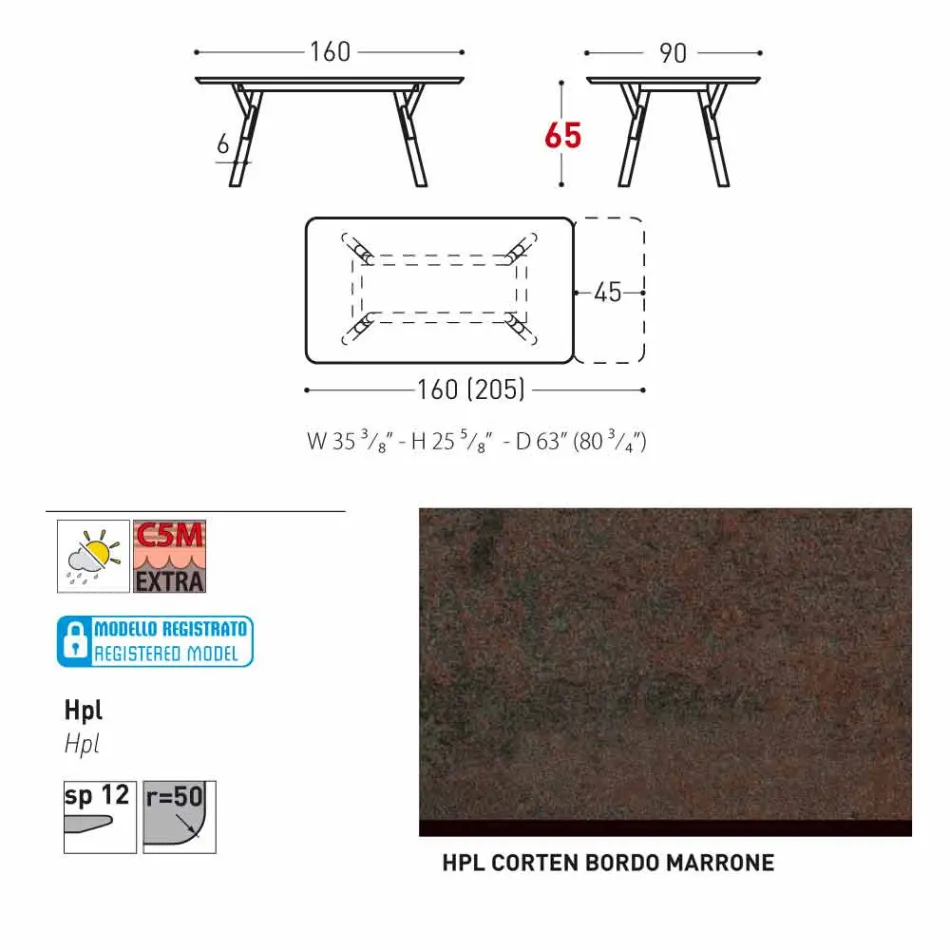 Varaschin Link tabel H grădină 65 cm extensibil până la 350 cm Viadurini