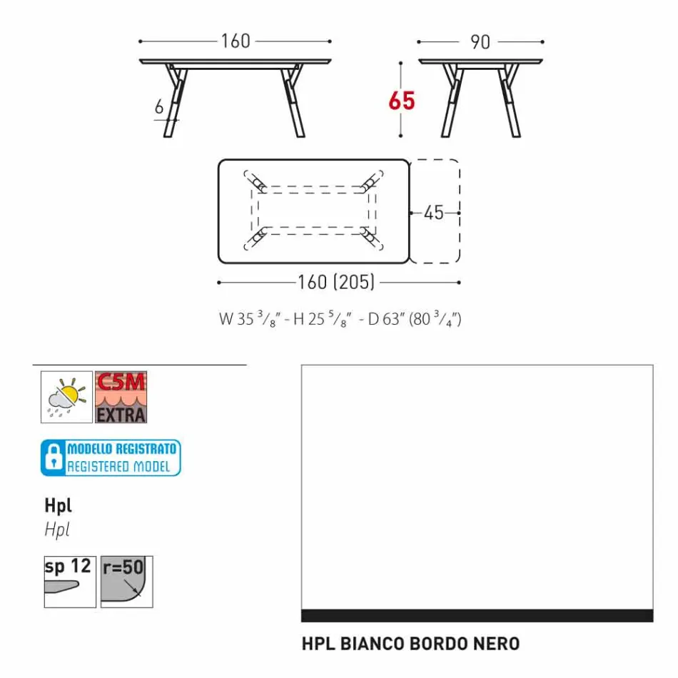 Varaschin Link tabel H grădină 65 cm extensibil până la 350 cm Viadurini