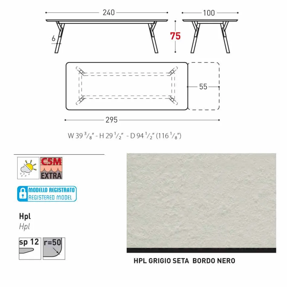 Varaschin Link tabel extensie grădină cu picioare din lemn de tec, H75 cm Viadurini