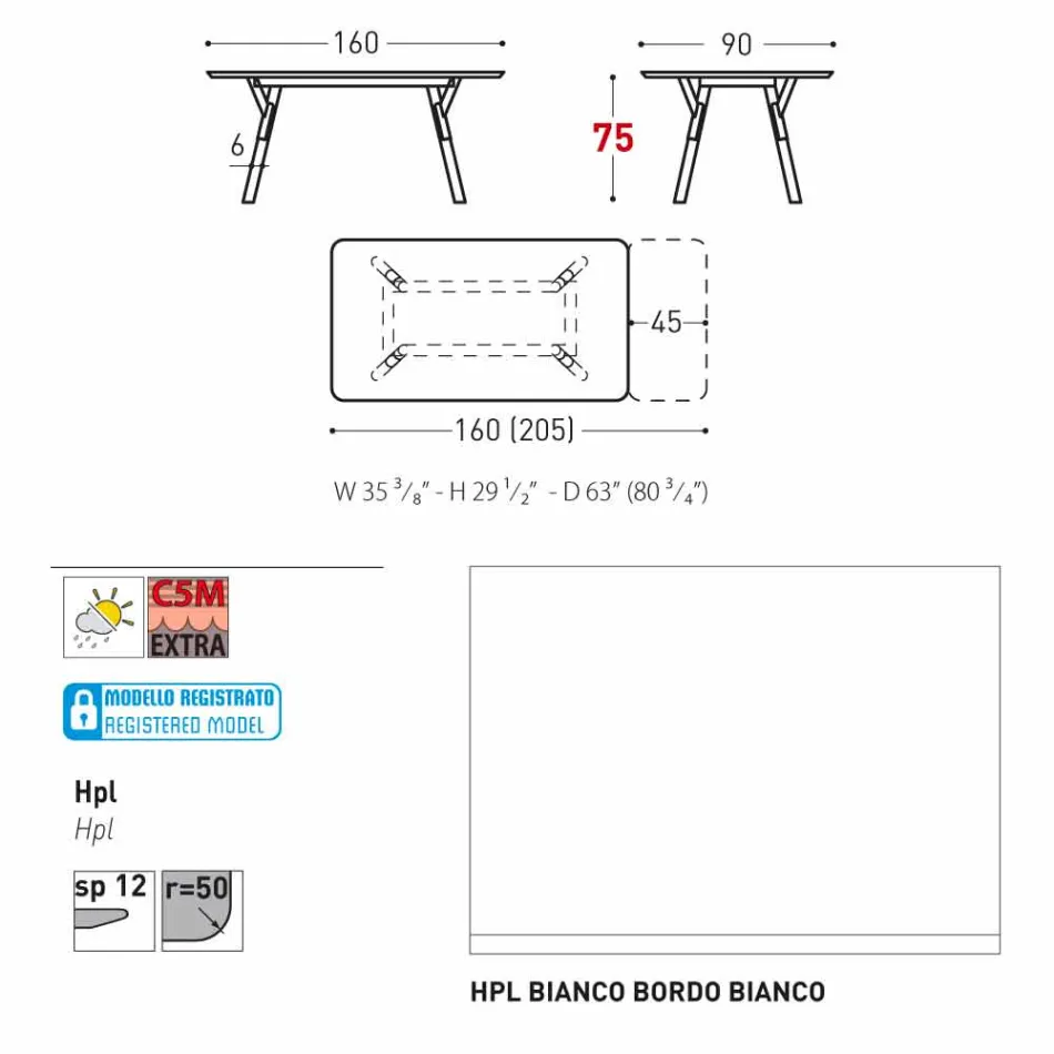 Varaschin Link tabel extensie grădină cu picioare din lemn de tec, H75 cm Viadurini