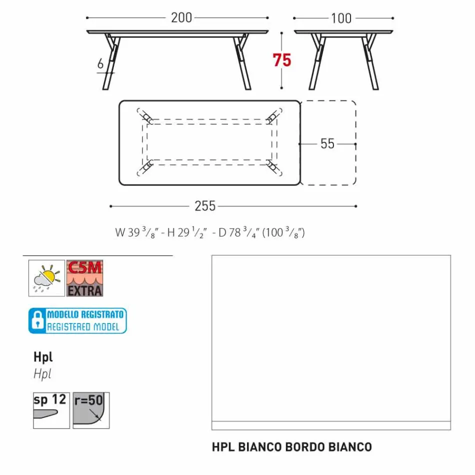 Varaschin Link tabel extensie grădină cu picioare din lemn de tec, H75 cm Viadurini