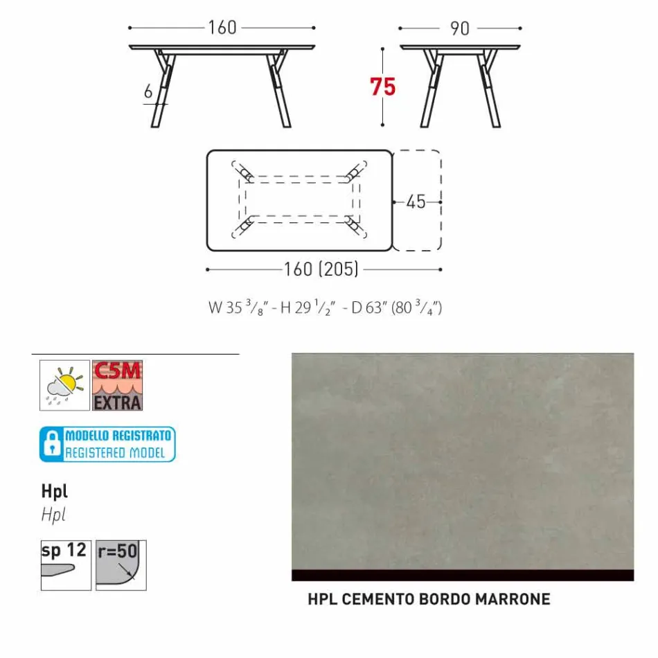 Varaschin Link tabel extensie grădină cu picioare din lemn de tec, H75 cm Viadurini