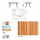 Varaschin Link tabel extensie grădină cu picioare din lemn de tec, H75 cm Viadurini