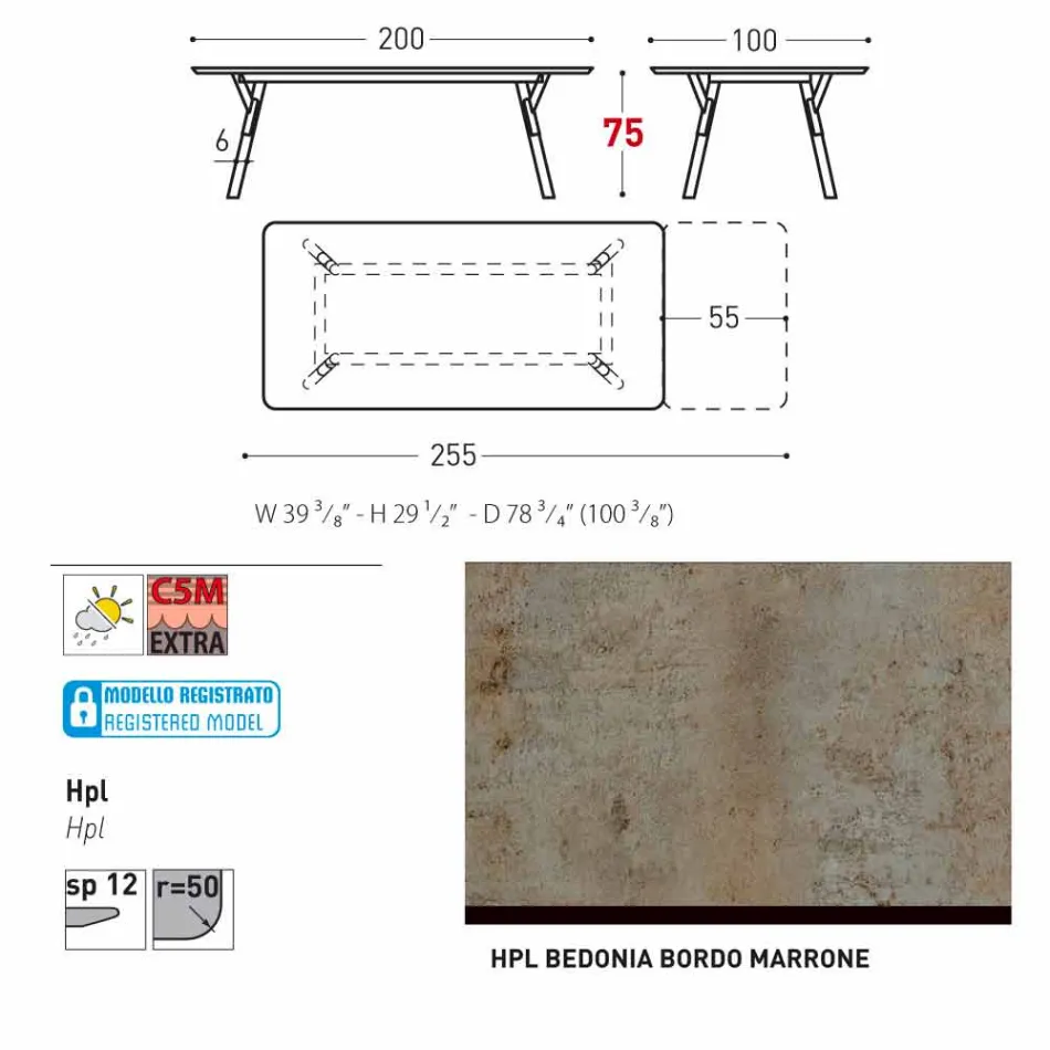 Varaschin Link tabel extensie grădină cu picioare din lemn de tec, H75 cm Viadurini
