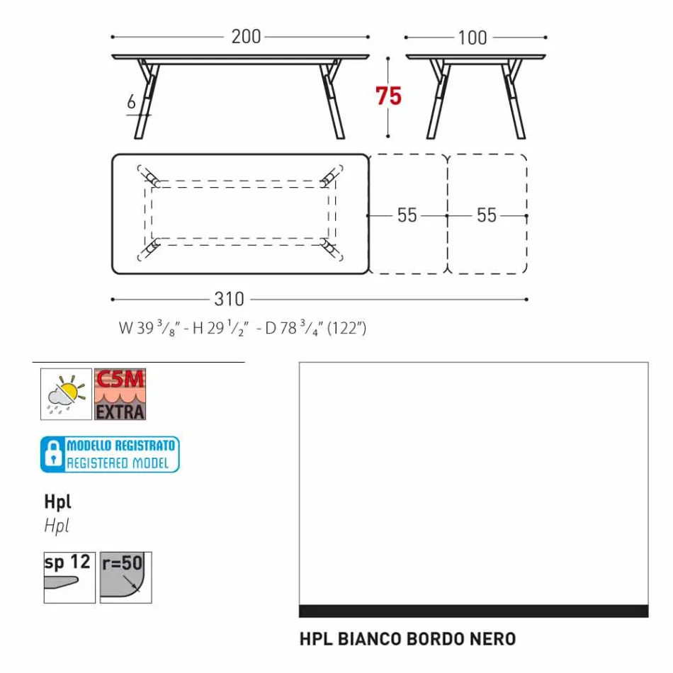 Varaschin Link tabel extensie grădină cu picioare din lemn de tec, H75 cm Viadurini