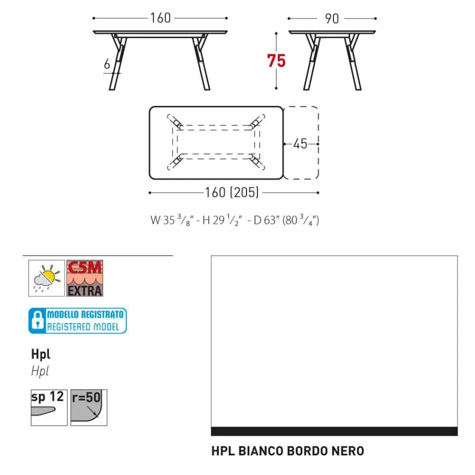 Varaschin Link tabel extensie grădină cu picioare din lemn de tec, H75 cm Viadurini