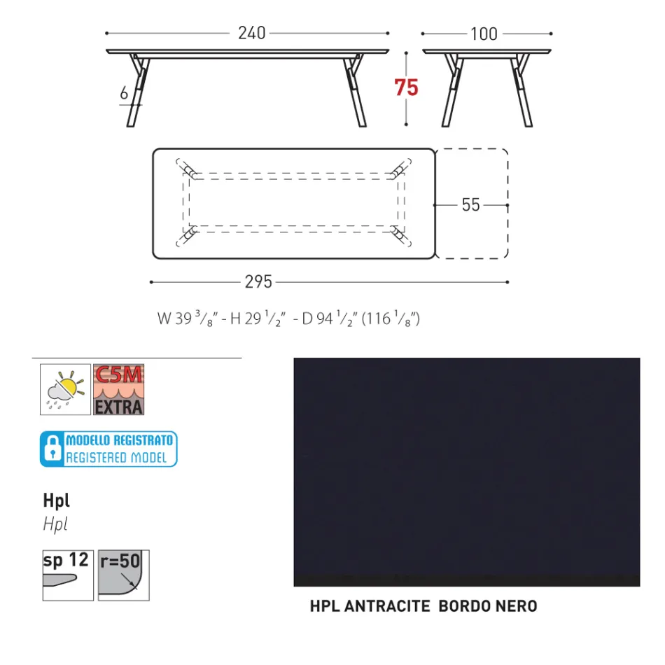 Masa de gradina extensibila Varaschin Link design modern, H 73,2 cm Viadurini