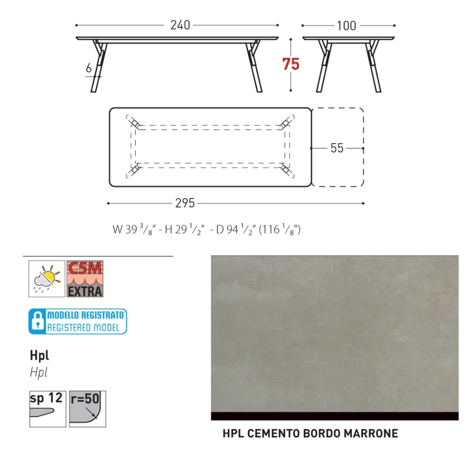 Masa de gradina extensibila Varaschin Link design modern, H 73,2 cm Viadurini