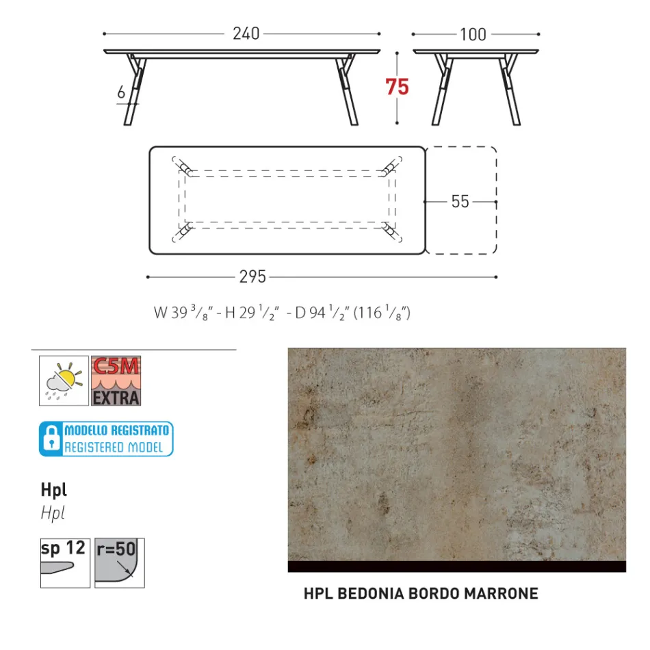 Masa de gradina extensibila Varaschin Link design modern, H 73,2 cm Viadurini