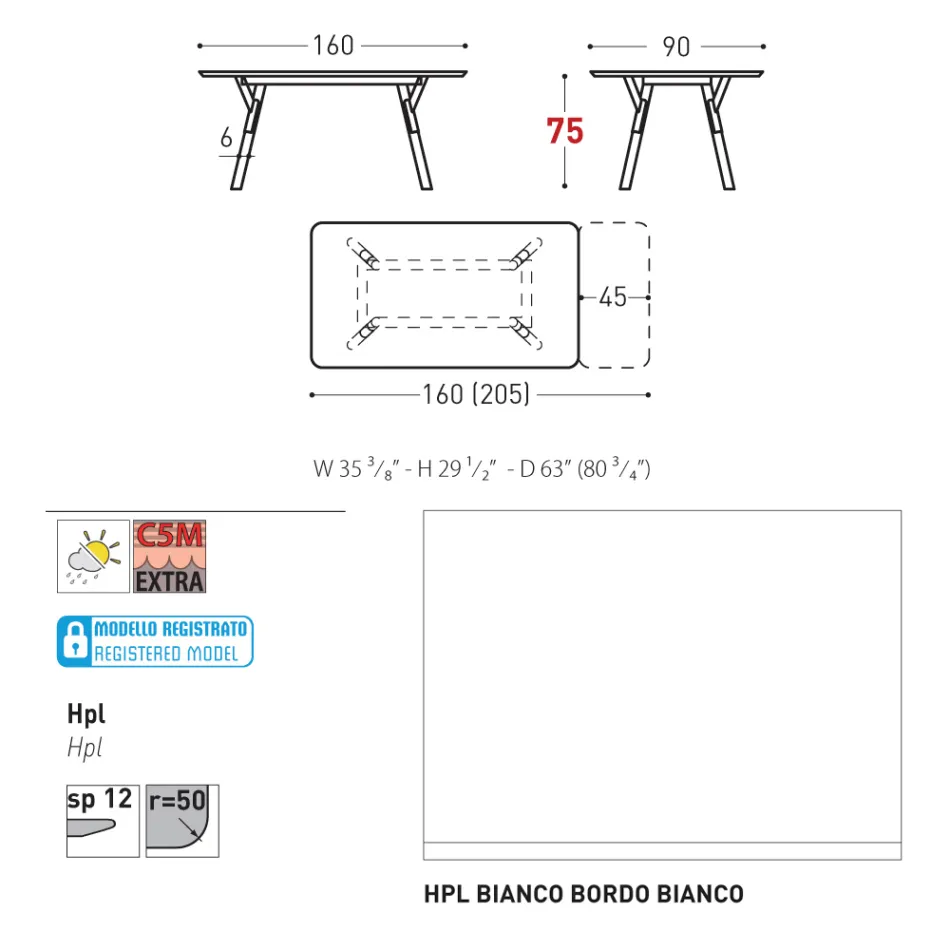 Masa de gradina extensibila Varaschin Link design modern, H 73,2 cm Viadurini