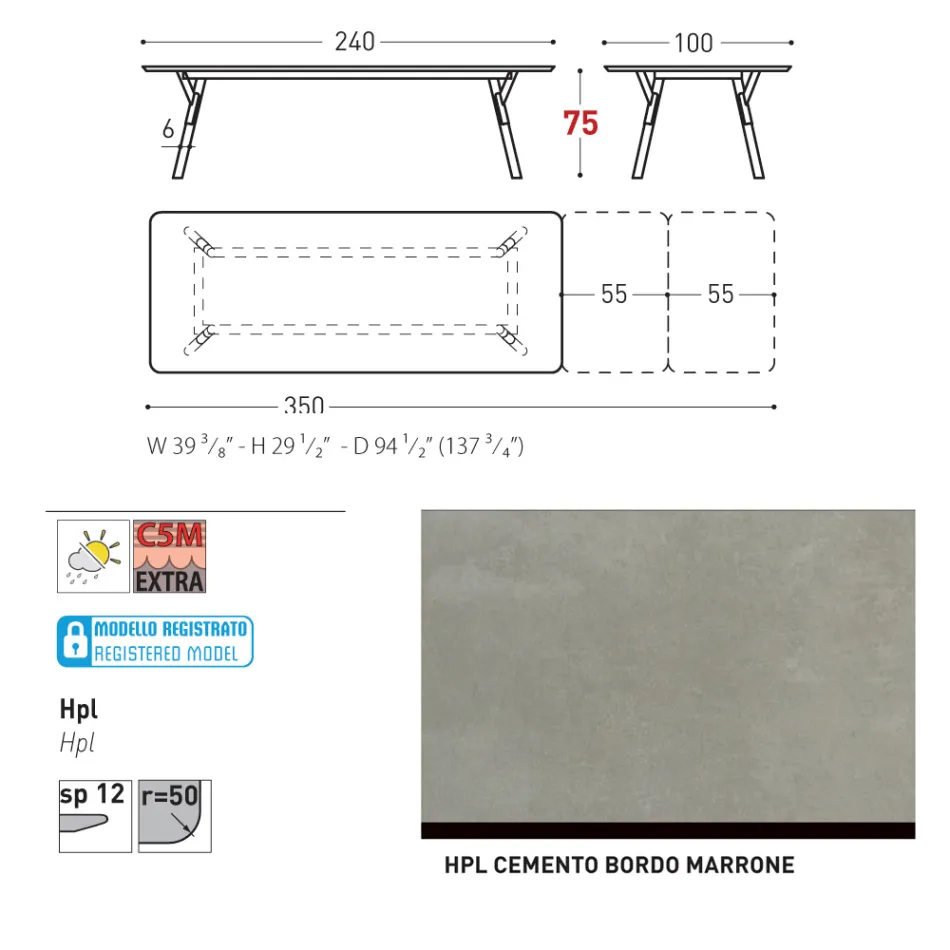 Masa de gradina extensibila Varaschin Link design modern, H 73,2 cm Viadurini