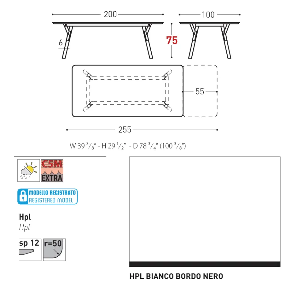 Masa de gradina extensibila Varaschin Link design modern, H 73,2 cm Viadurini