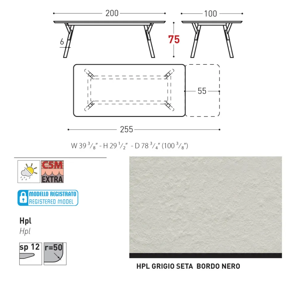 Masa de gradina extensibila Varaschin Link design modern, H 73,2 cm Viadurini