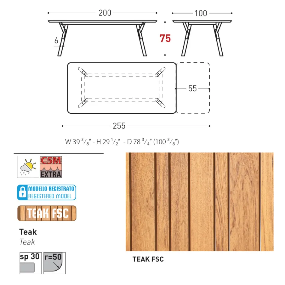 Masa de gradina extensibila Varaschin Link design modern, H 73,2 cm Viadurini