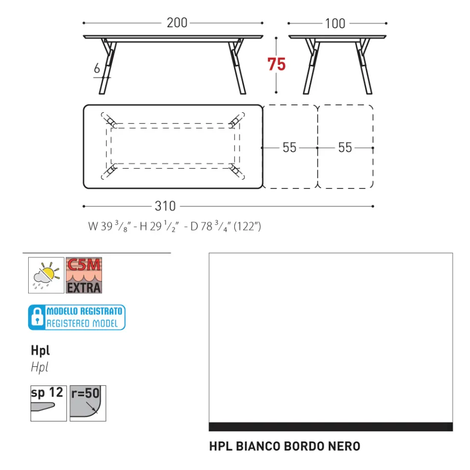 Masa de gradina extensibila Varaschin Link design modern, H 73,2 cm Viadurini