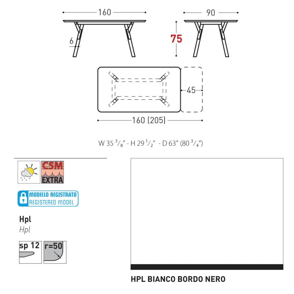 Masa de gradina extensibila Varaschin Link design modern, H 73,2 cm Viadurini