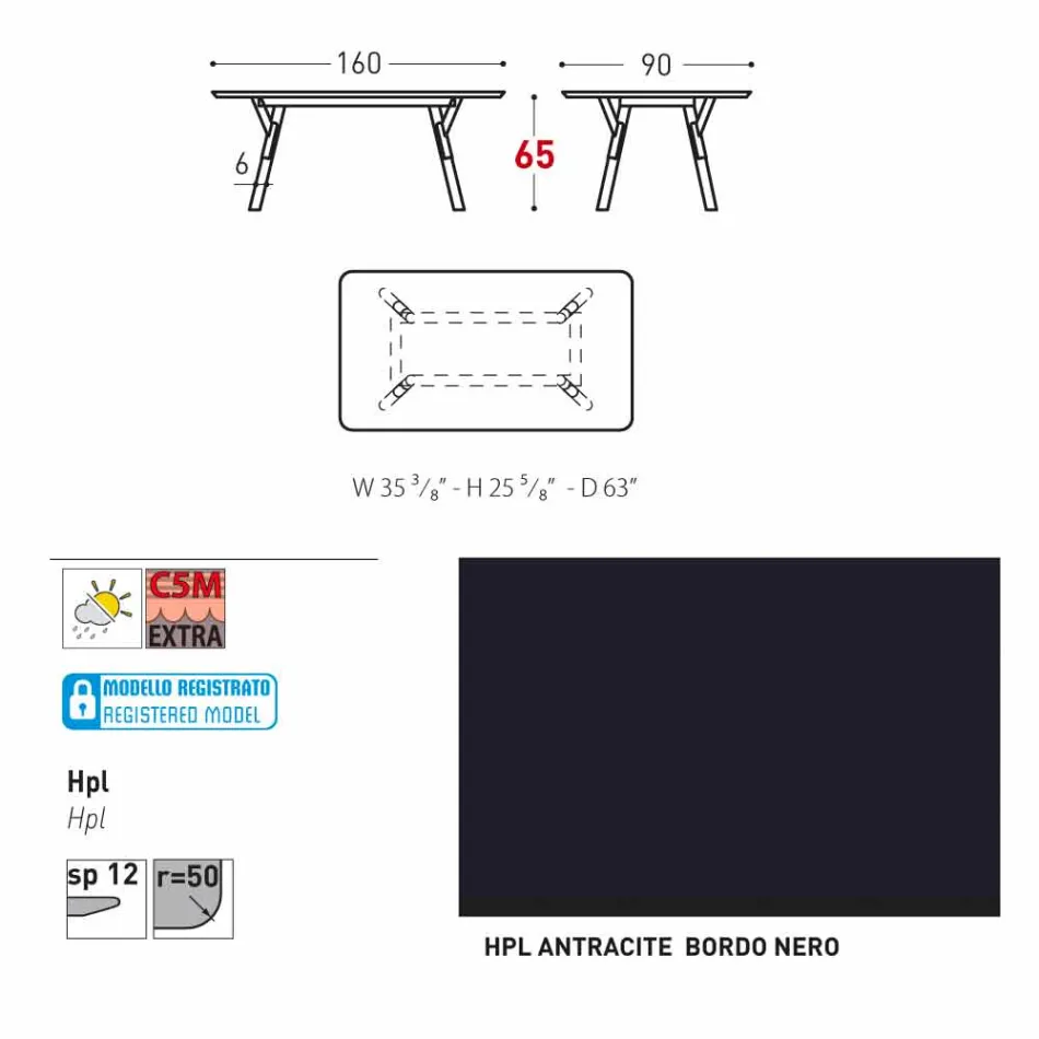 Varaschin Link masa de gradina cu picioare din lemn de tec, H 65 cm Viadurini
