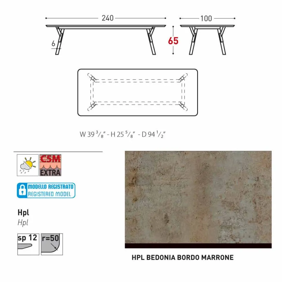 Varaschin Link masa de gradina cu picioare din lemn de tec, H 65 cm Viadurini