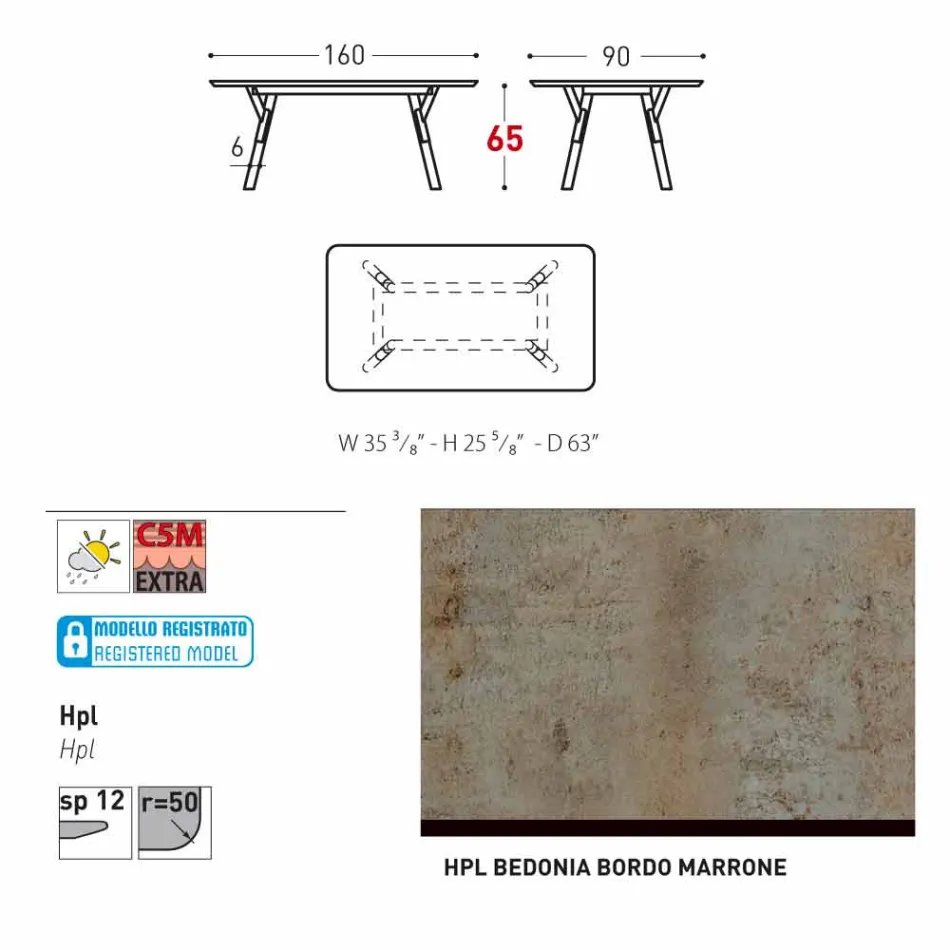 Varaschin Link masa de gradina cu picioare din lemn de tec, H 65 cm Viadurini