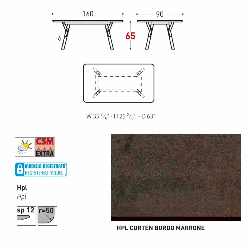 Varaschin Link masa de gradina cu picioare din lemn de tec, H 65 cm Viadurini