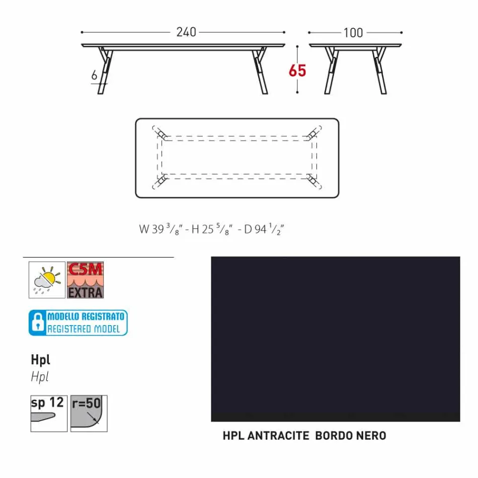 Varaschin Link masa de gradina cu picioare din lemn de tec, H 65 cm Viadurini