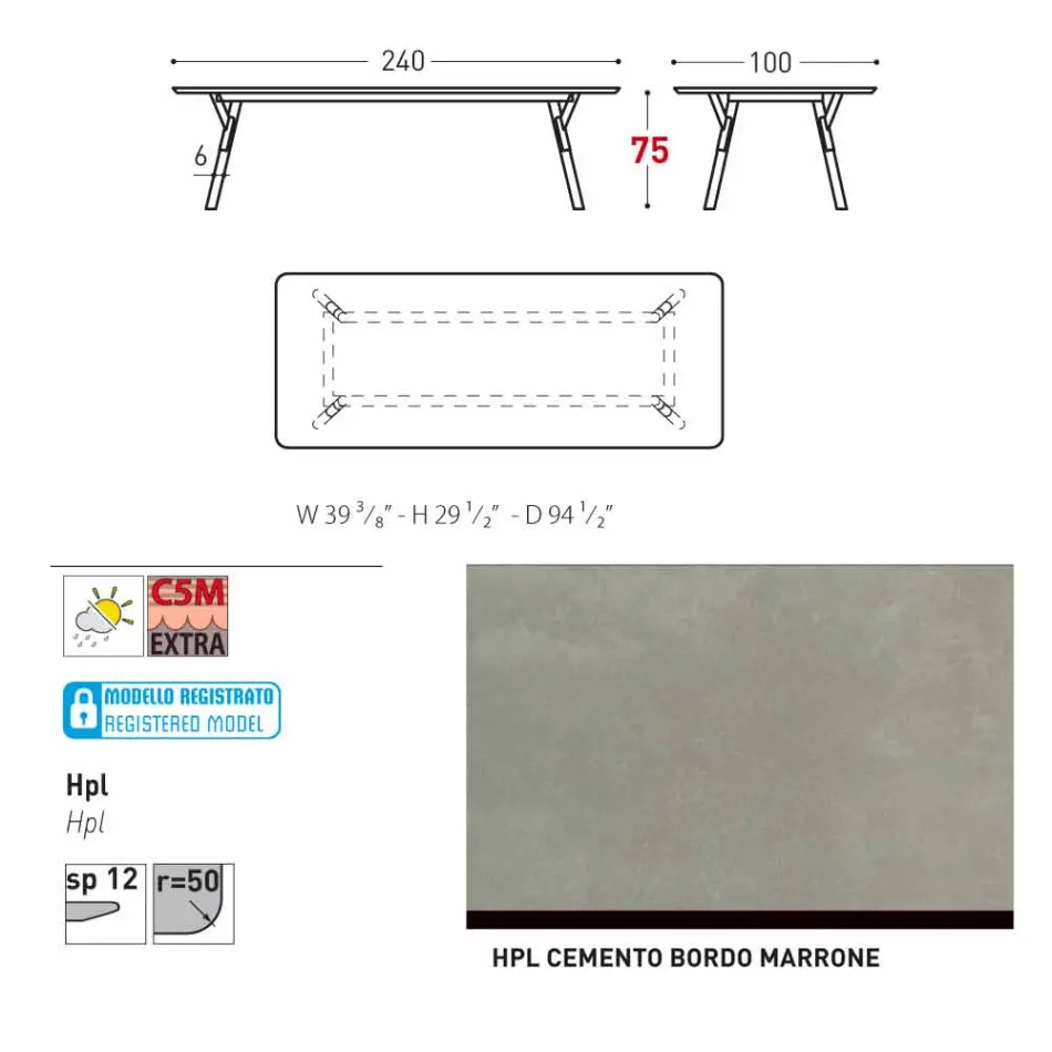 Varaschin Link masa de gradina cu picioare din lemn de tec, H 75 cm Viadurini