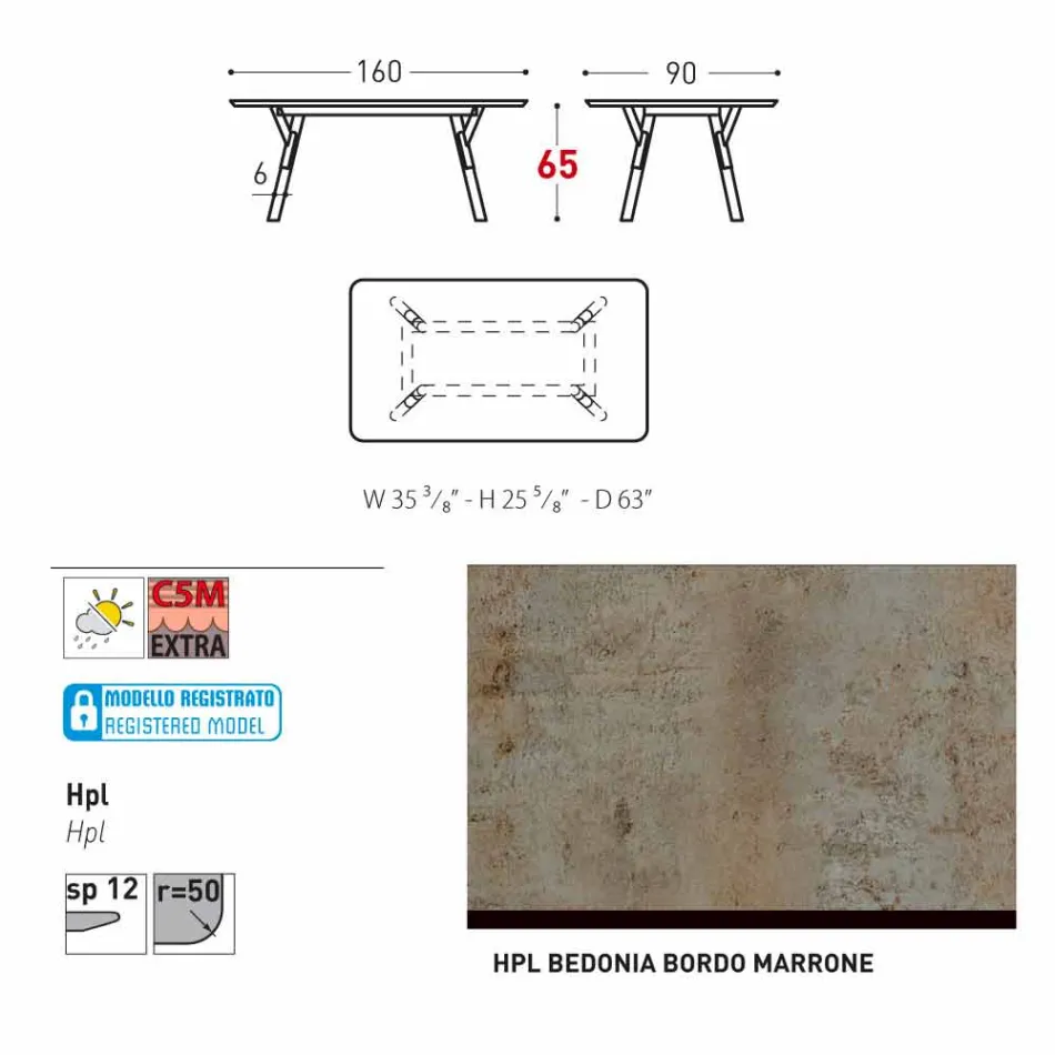 Varaschin Link masa de gradina cu picioare din lemn de tec, H 75 cm Viadurini
