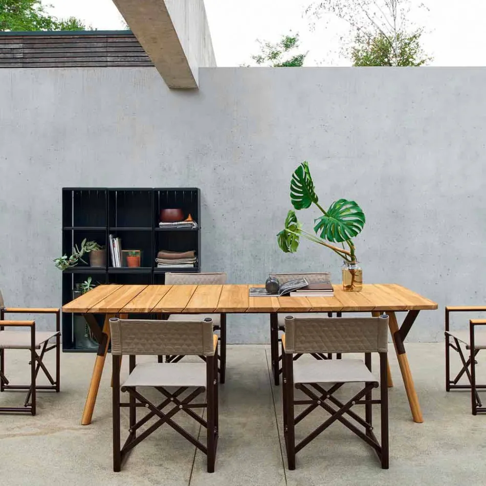 Varaschin Link lemn de tec mese de grădină de masă H 75 cm Viadurini