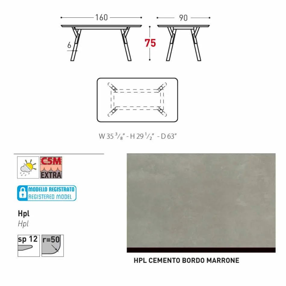 Varaschin Link grădină masă fixă ​​sau H interior 75 cm Viadurini