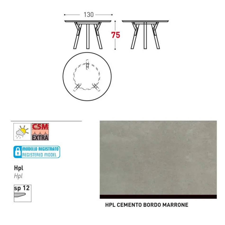 Varaschin link-uri de masă de grădină rotunde cu picioare din lemn de tec, H 75cm Viadurini