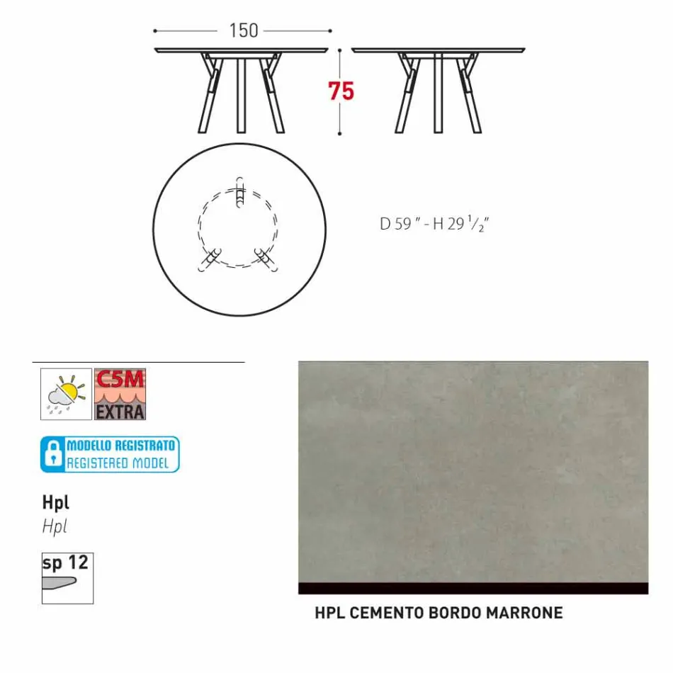 Varaschin Link-uri Masă rotundă grădină design modern, H 75 cm Viadurini