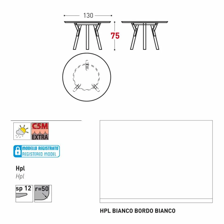 Varaschin Link-uri Masă rotundă grădină design modern, H 75 cm Viadurini