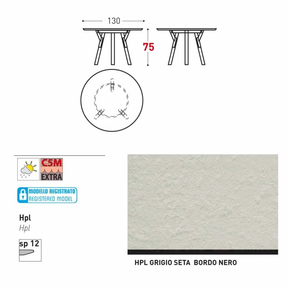 Varaschin Link-uri Masă rotundă grădină design modern, H 75 cm Viadurini