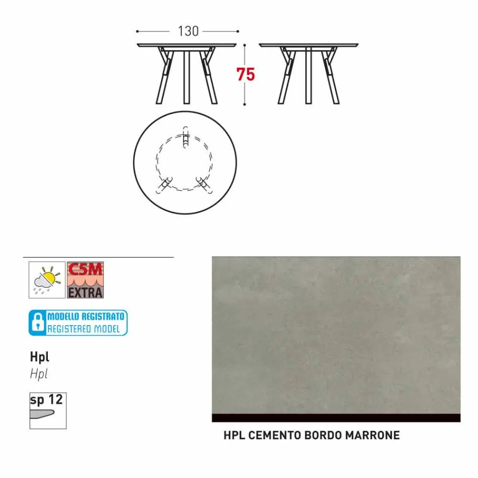 Varaschin Link-uri Masă rotundă grădină design modern, H 75 cm Viadurini