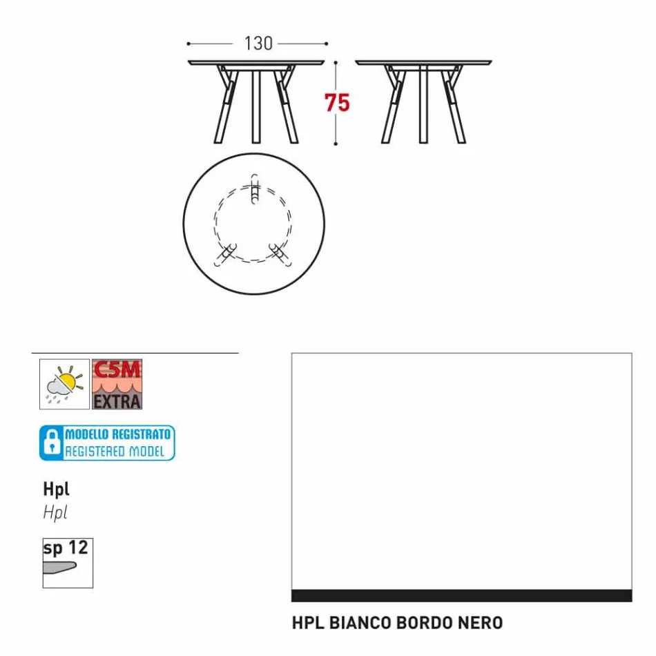 Varaschin Link-uri Masă rotundă grădină design modern, H 75 cm Viadurini