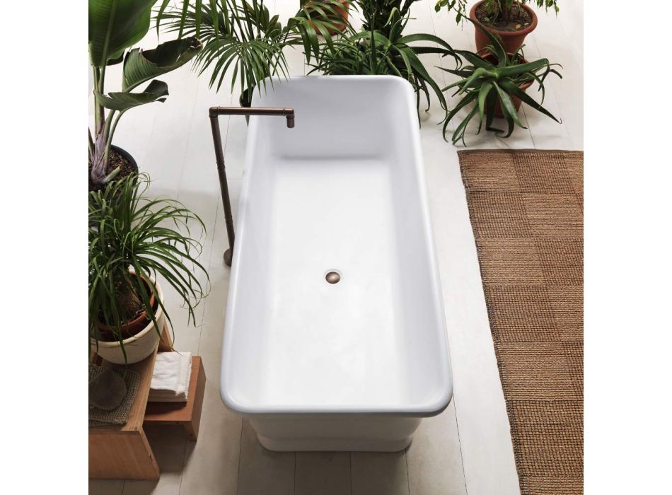 Cada de baie albă de sine stătătoare în suprafață solidă Made in Italy - Cleopatra Viadurini