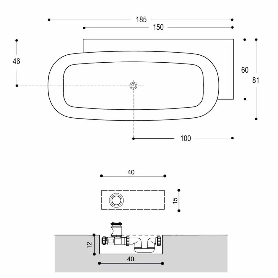 Cadă de sine stătătoare cu design alb în stil modern - Lipperiavas1 Viadurini